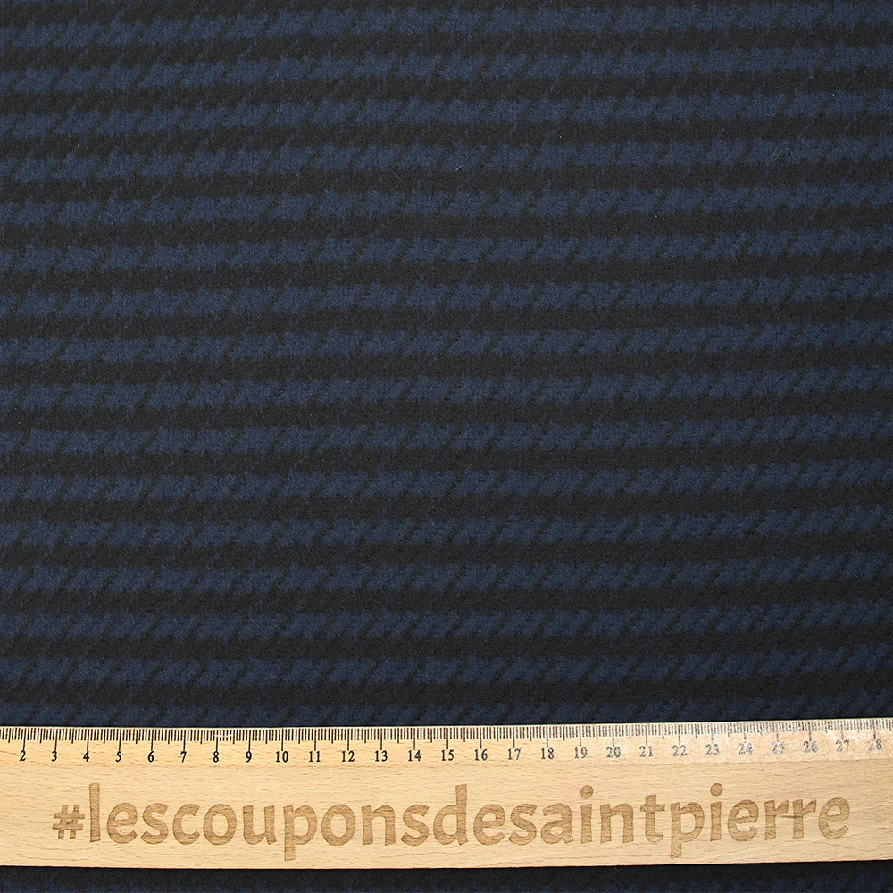 100% Laine vierge pied-de-poule marine et noir - Image 3