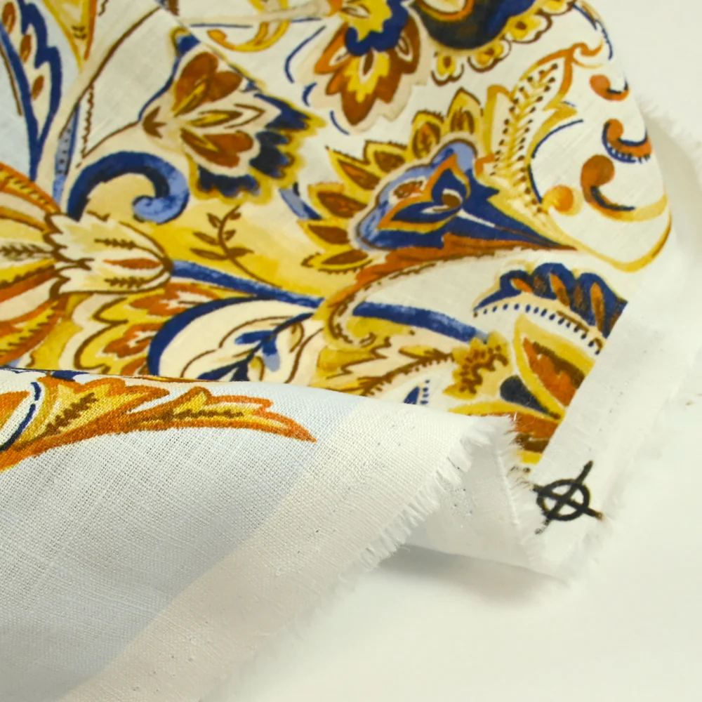 100% Lin imprimé Versailles fond ciel - Image 7