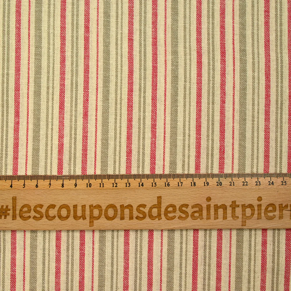 100% Lin rayé rouge et gris - Image 4