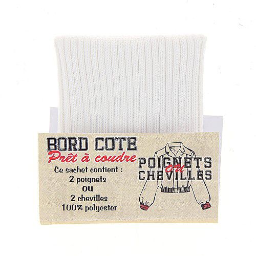 Bord côte 2 poignets/chevilles - Blanc