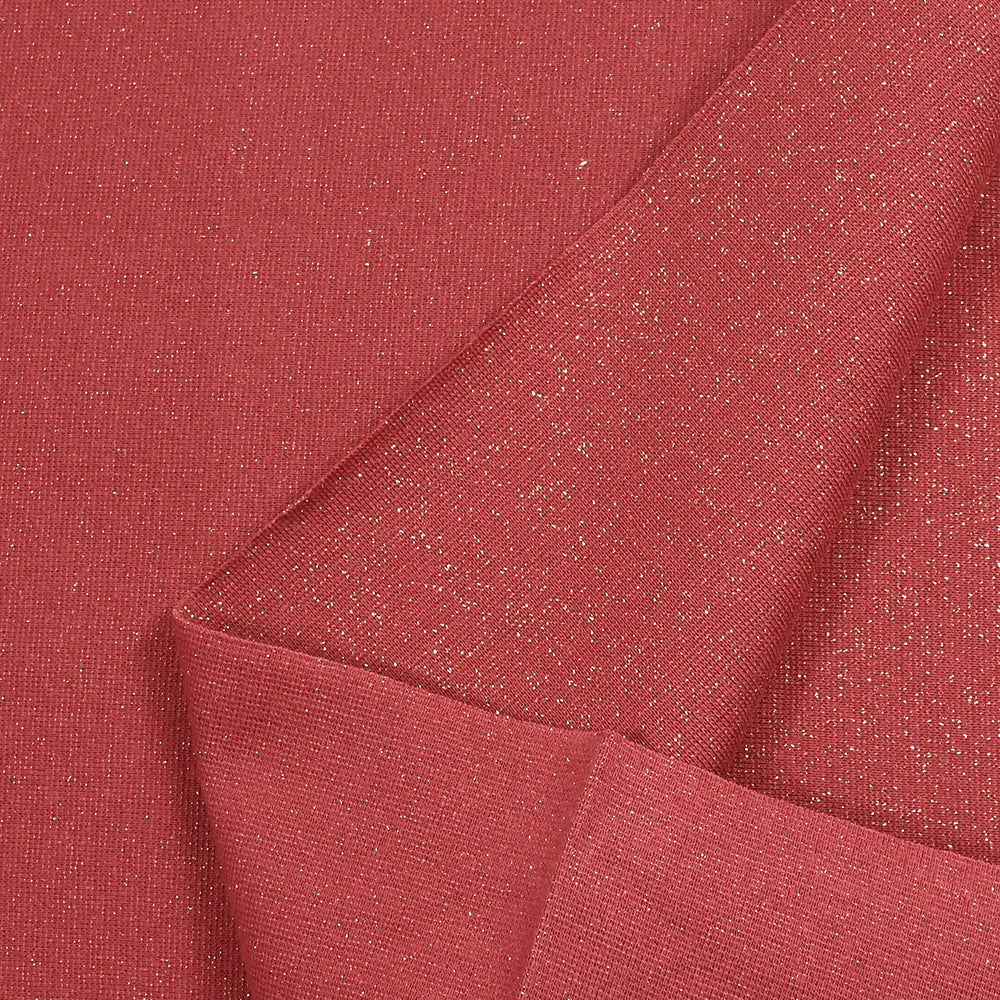 Bord-côte lurex doré tubulaire rouge nacré vendu au mètre - Image 5