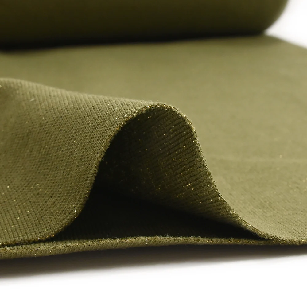 Bord-côte lurex doré tubulaire vert kaki vendu au mètre - Image 6