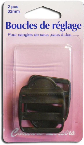 Boucles de réglage 32 mm x 2 pour sangle col.noir