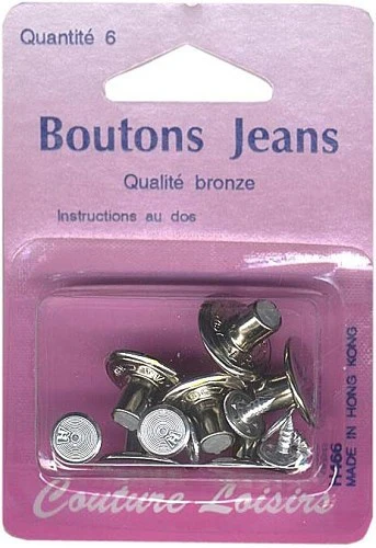 Boutons jeans couleur nickelé X6