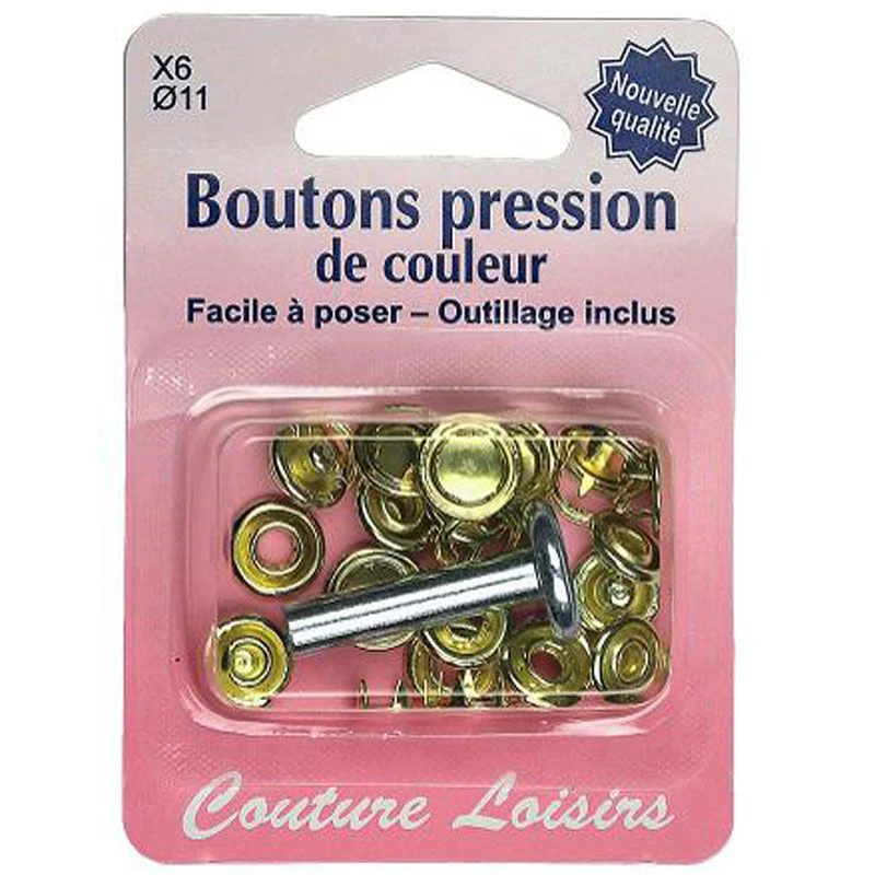 Boutons pressions 11 mm + outillage Or