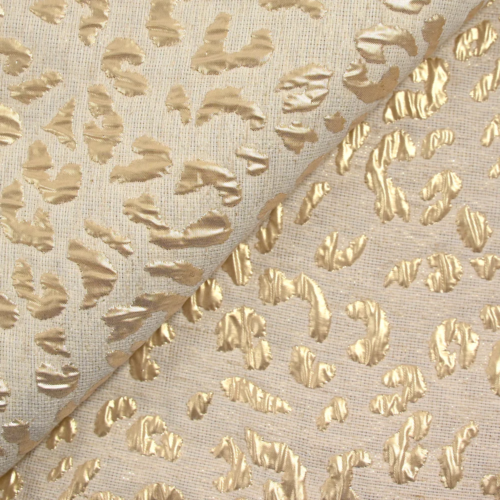 Brocart lurex lin et coton léopard doré