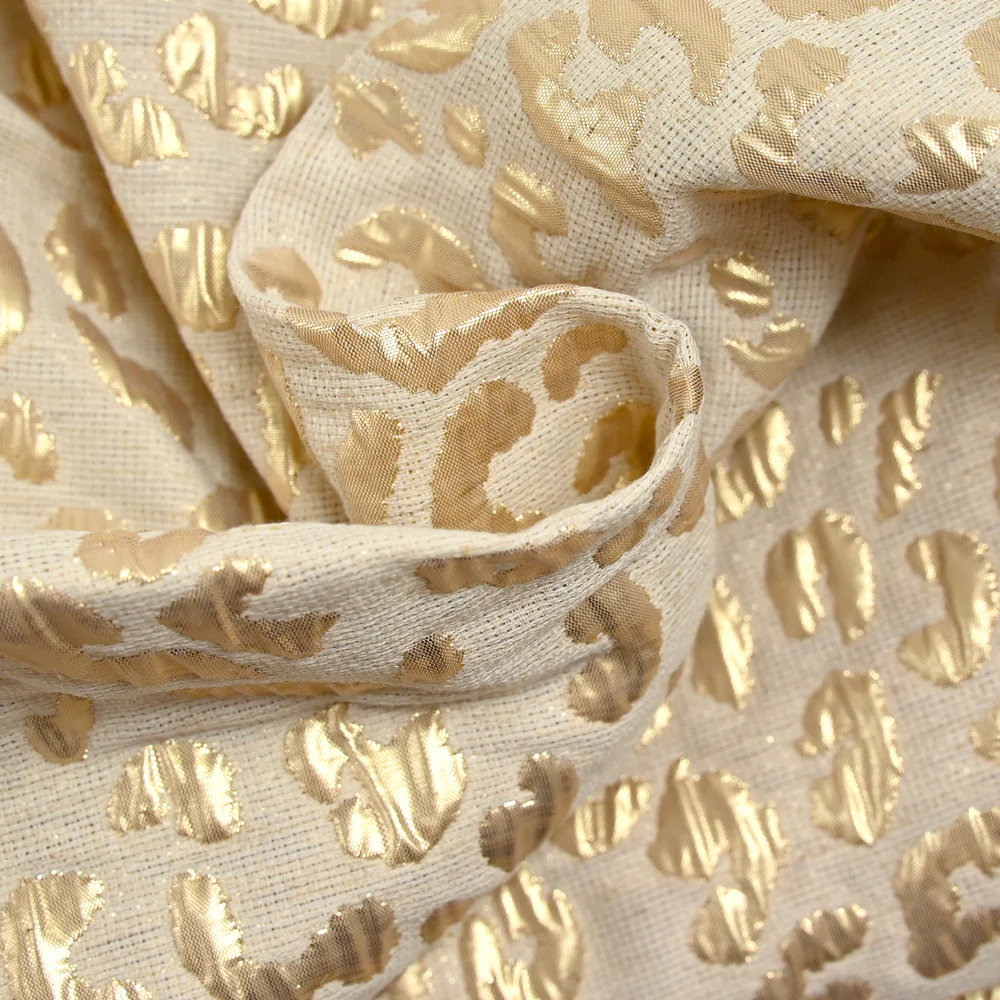 Brocart lurex lin et coton léopard doré - Image 2