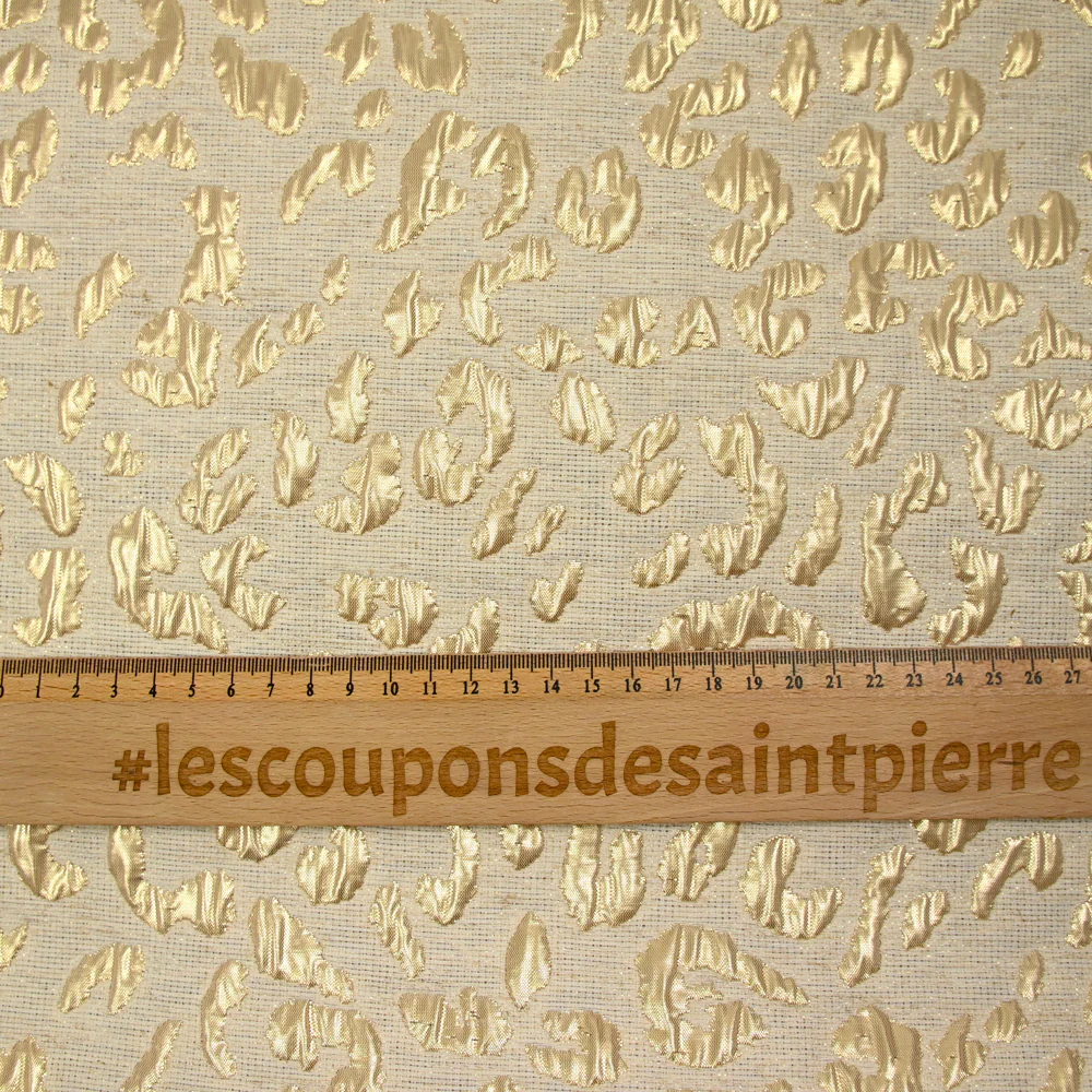 Brocart lurex lin et coton léopard doré - Image 3