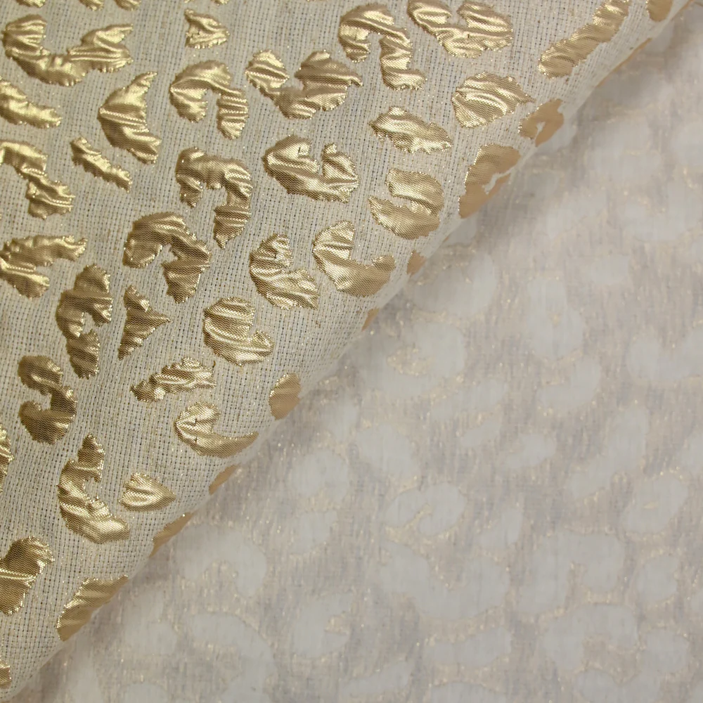 Brocart lurex lin et coton léopard doré - Image 4