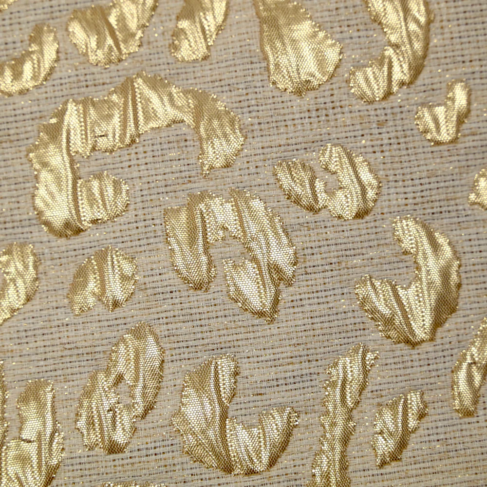 Brocart lurex lin et coton léopard doré - Image 5
