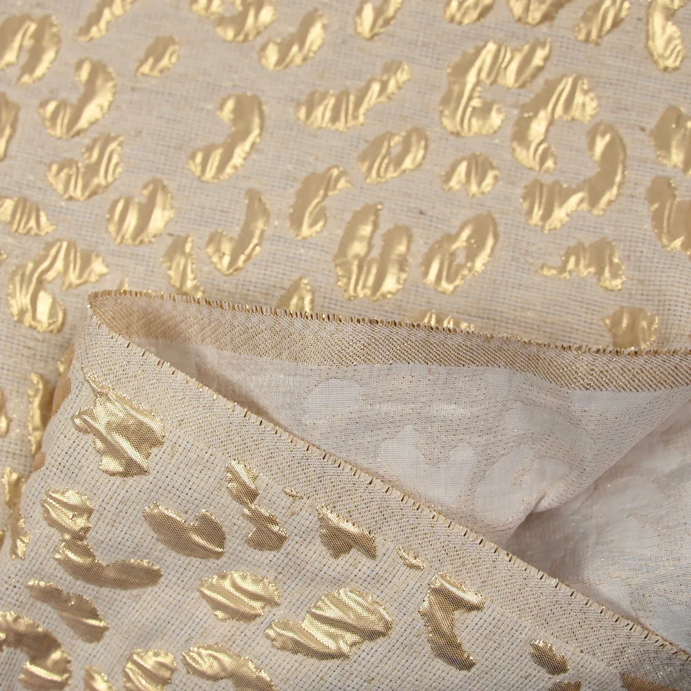 Brocart lurex lin et coton léopard doré - Image 6
