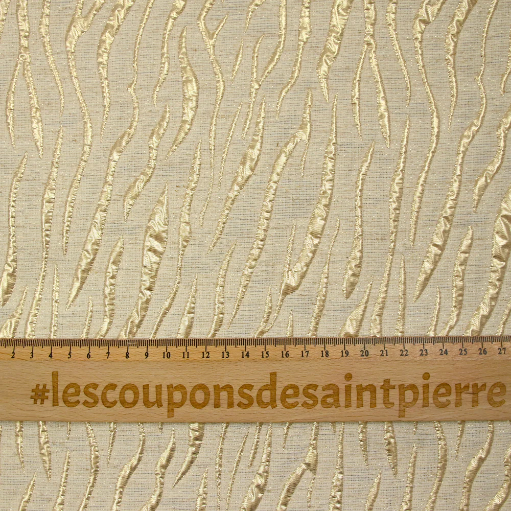 Brocart lurex lin et coton zèbre doré - Image 3