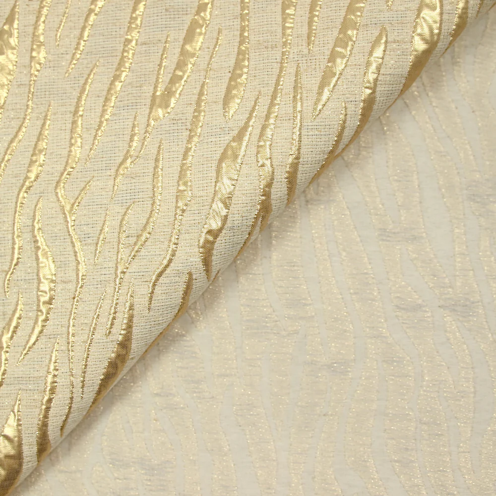 Brocart lurex lin et coton zèbre doré - Image 4