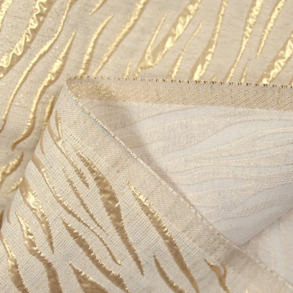 Brocart lurex lin et coton zèbre doré - Image 6