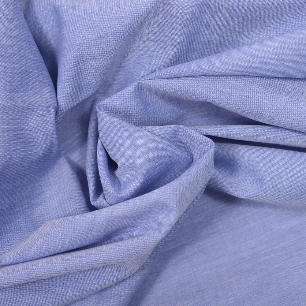 Chambray de coton fin bleu - Image 2