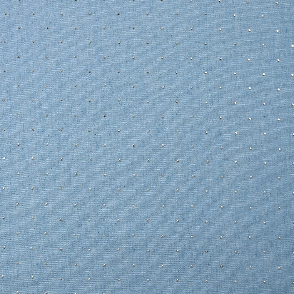 Chambray de coton orné de strass fond bleu ciel - Image 4