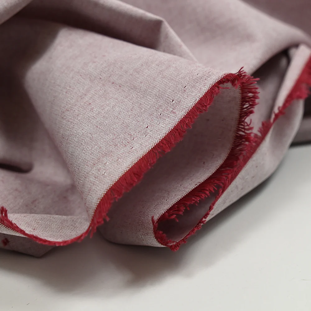 Chambray de coton rouge foncé - Image 4