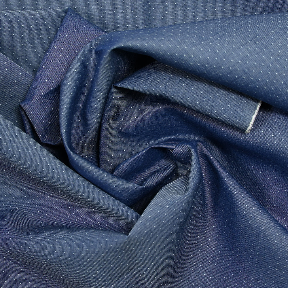 Chambray de coton tête d'épingle plumetis bleu brillant - Image 2