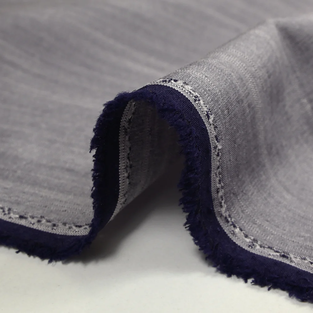Chambray de polyviscose flammé marine - Image 4