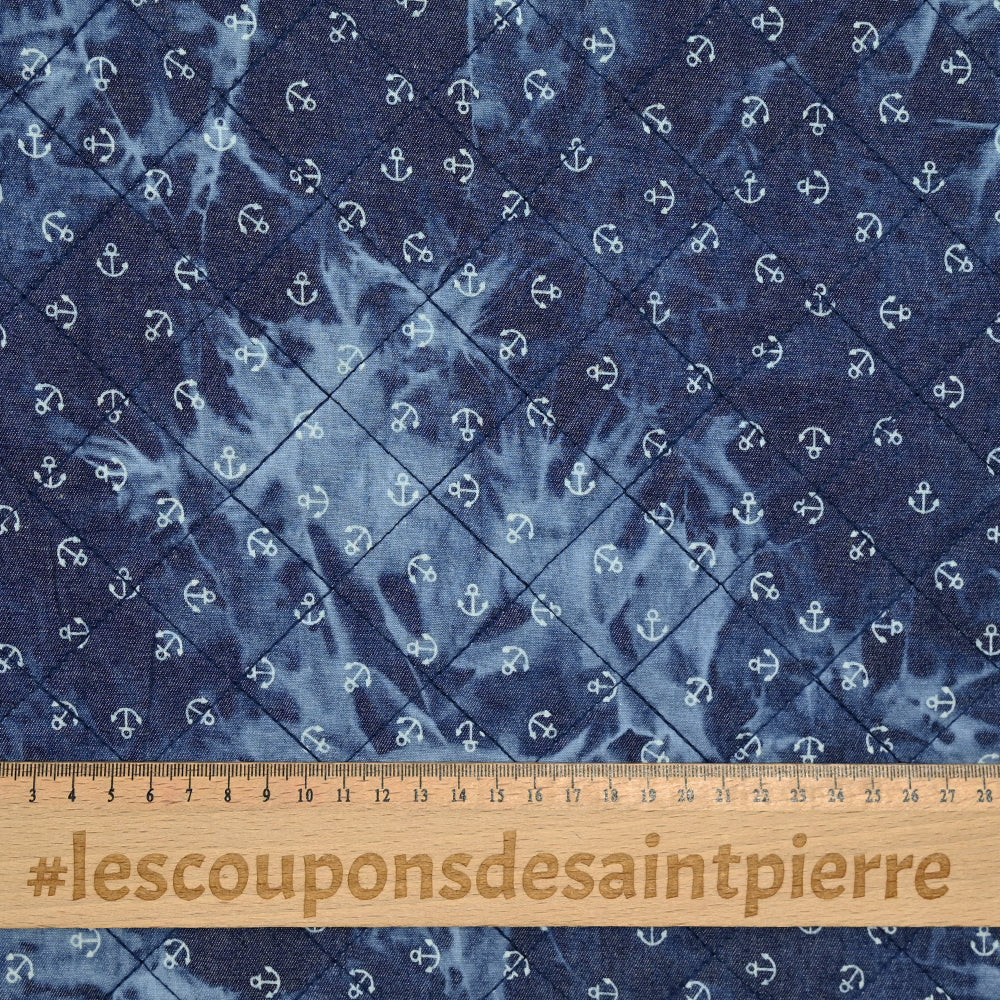 Chambray matelassé imprimé tie and dye ancre marine - Image 3