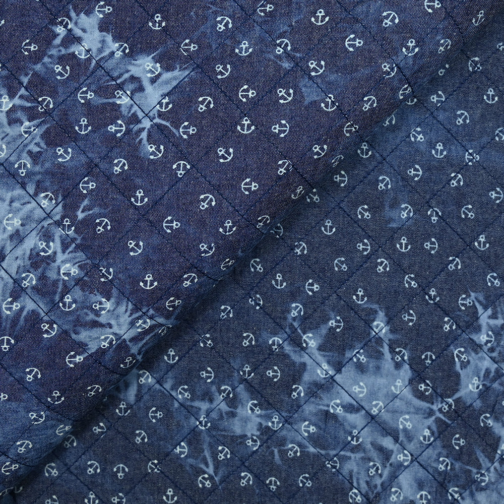 Chambray matelassé imprimé tie and dye ancre marine - Image 4