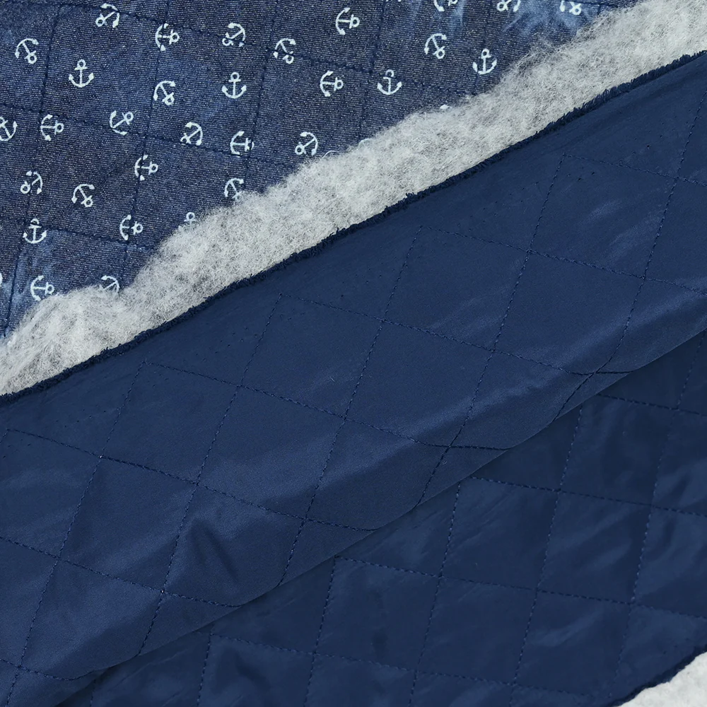 Chambray matelassé imprimé tie and dye ancre marine - Image 6