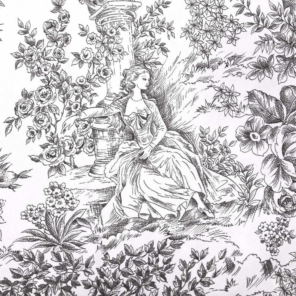 Piqué de coton toile de jouy noir