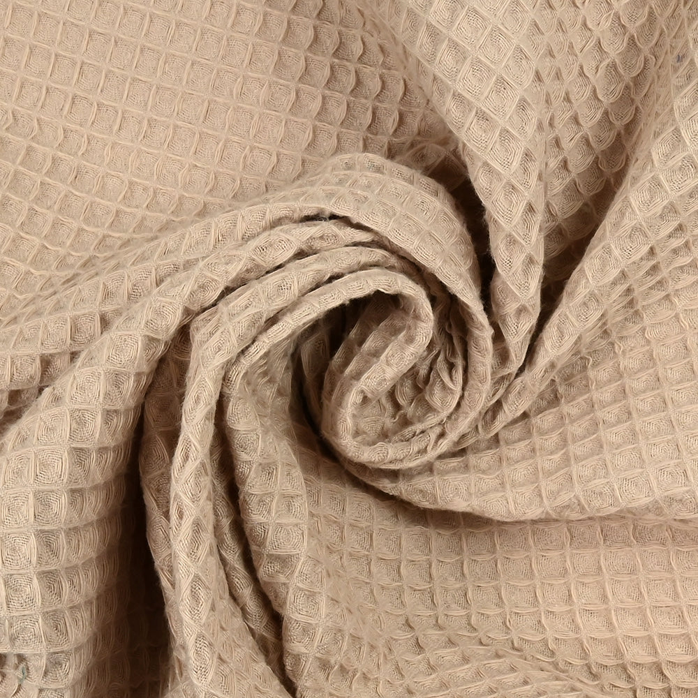 Coton 100% nid d'abeille beige - Image 2