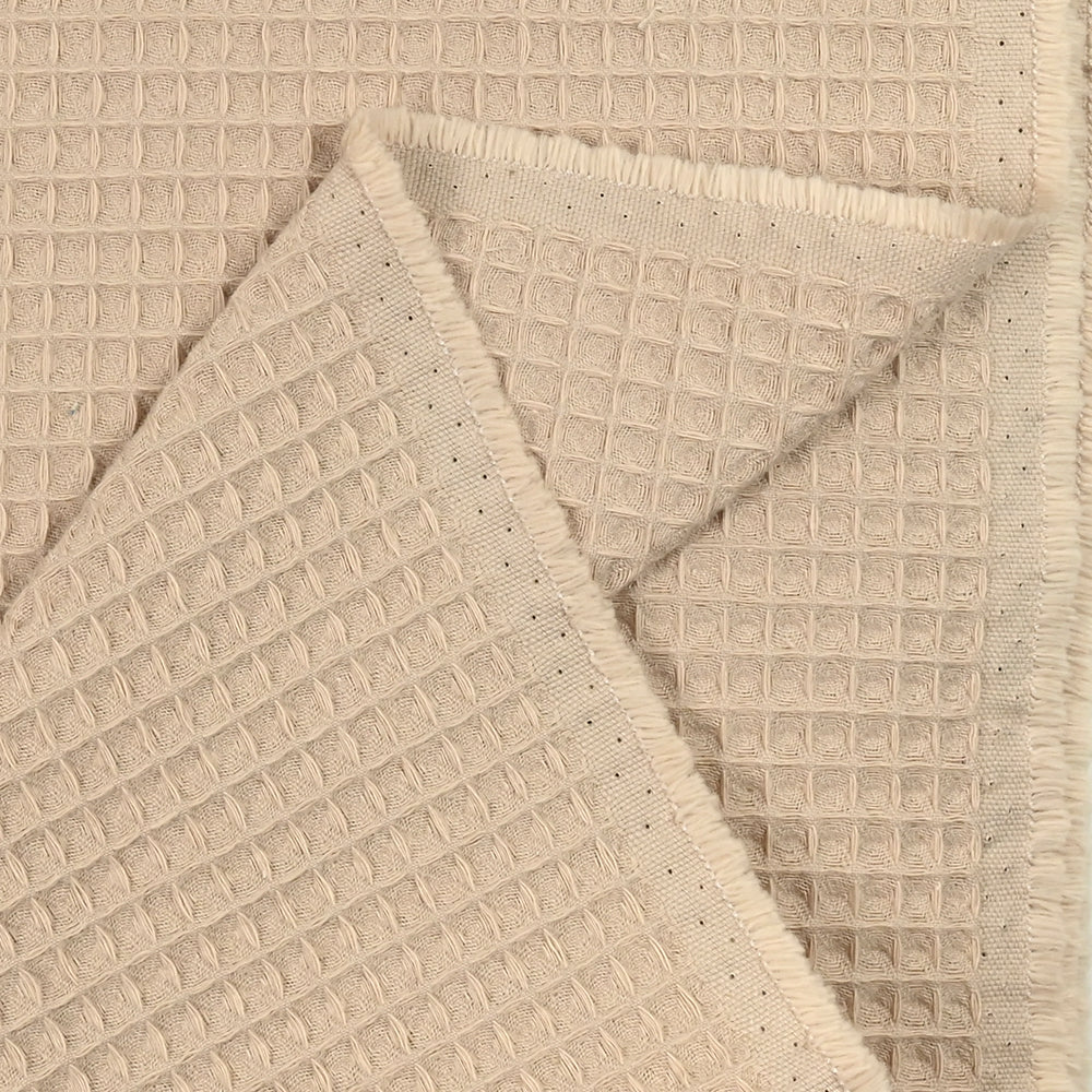 Coton 100% nid d'abeille beige - Image 4