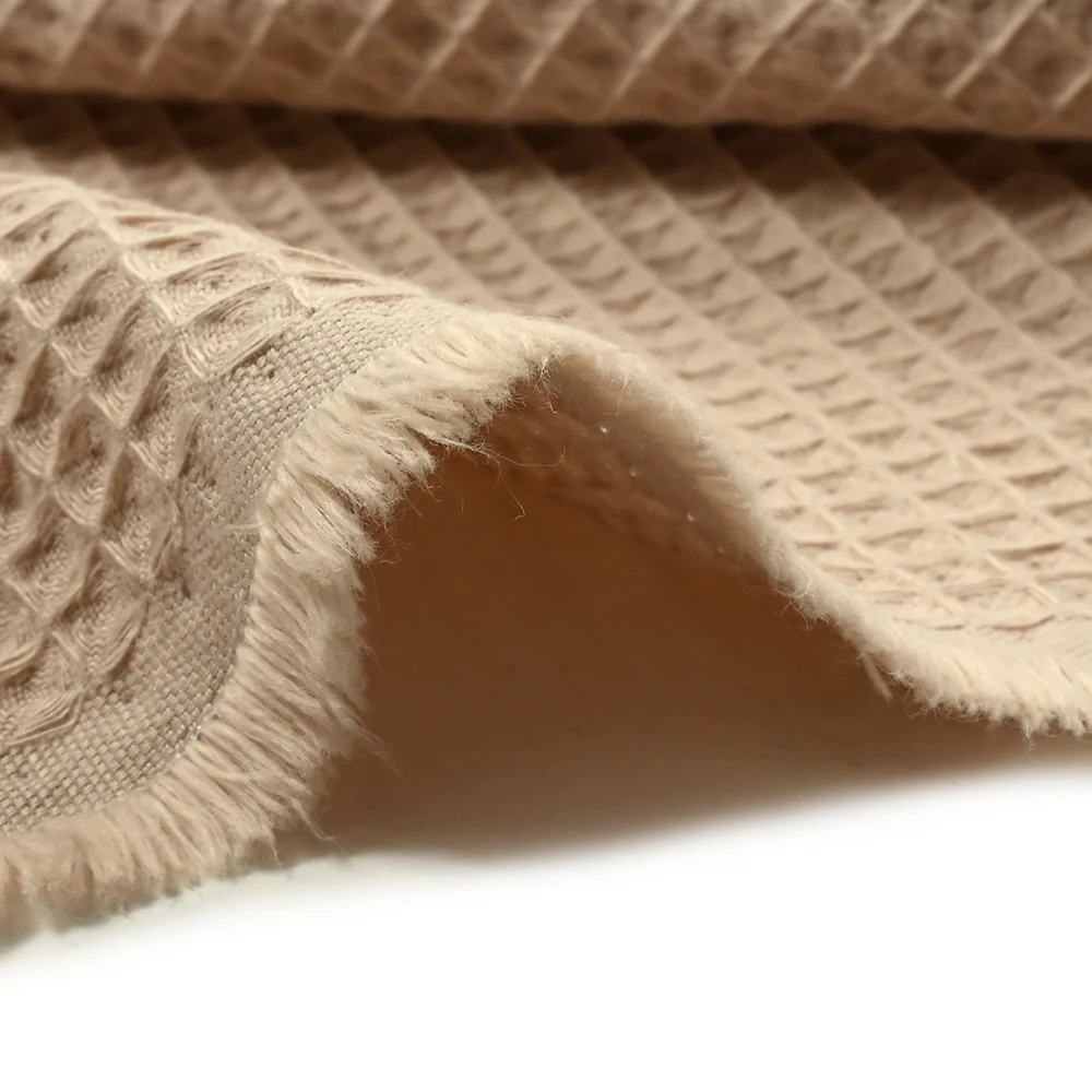 Coton 100% nid d'abeille beige - Image 5