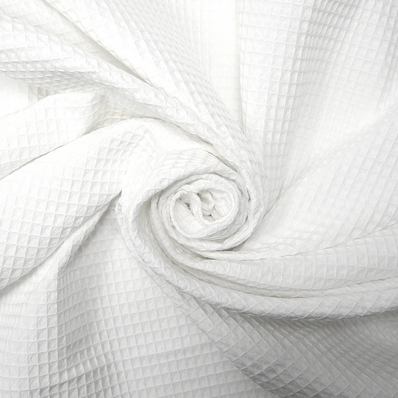 Coton 100% nid d'abeille blanc - Image 2