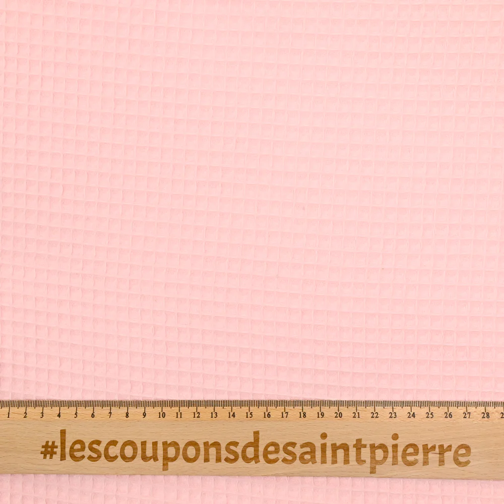Coton 100% nid d'abeille rose dragée - Image 4