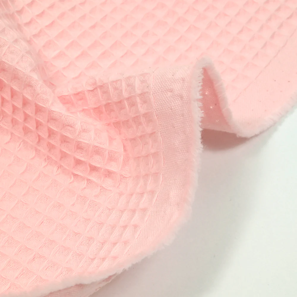 Coton 100% nid d'abeille rose dragée - Image 5