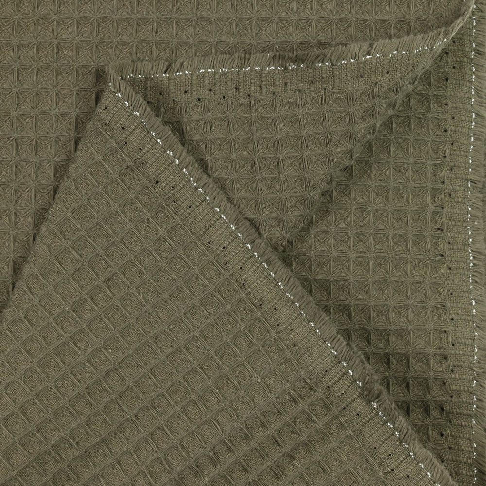 Coton 100% nid d'abeille vert militaire - Image 4