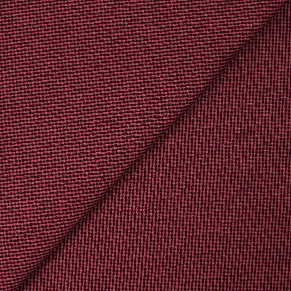 Coton tissé-teint à carreaux rouge et marine