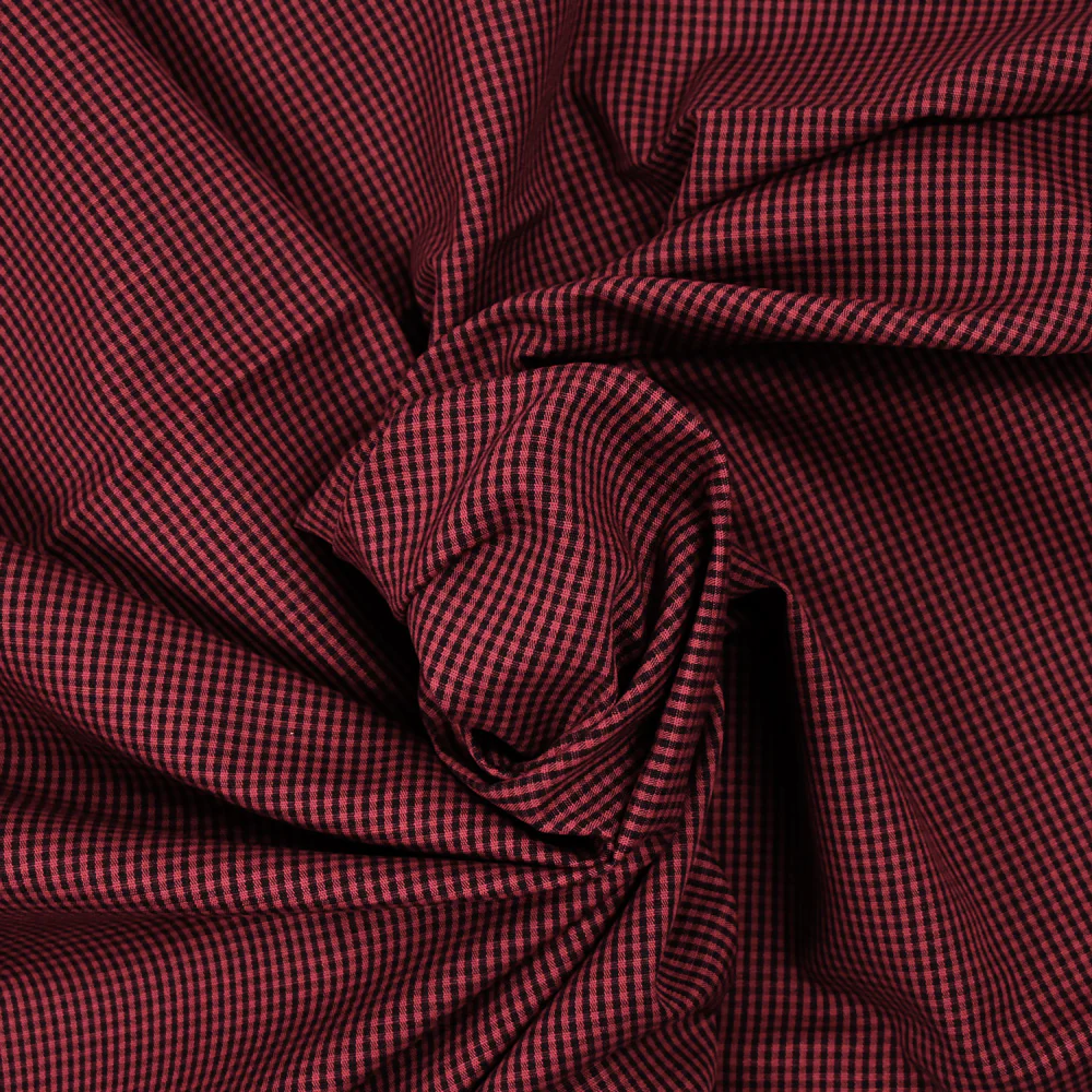 Coton tissé-teint à carreaux rouge et marine - Image 2