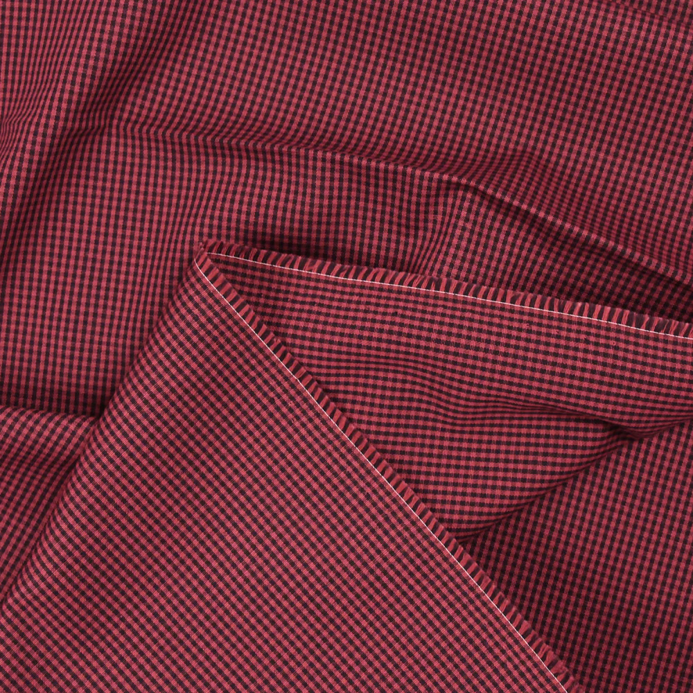 Coton tissé-teint à carreaux rouge et marine - Image 3