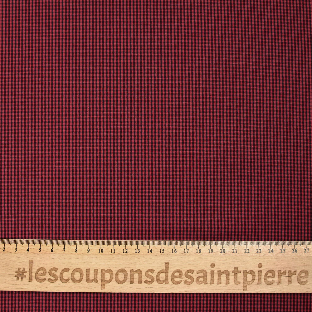 Coton tissé-teint à carreaux rouge et marine - Image 4