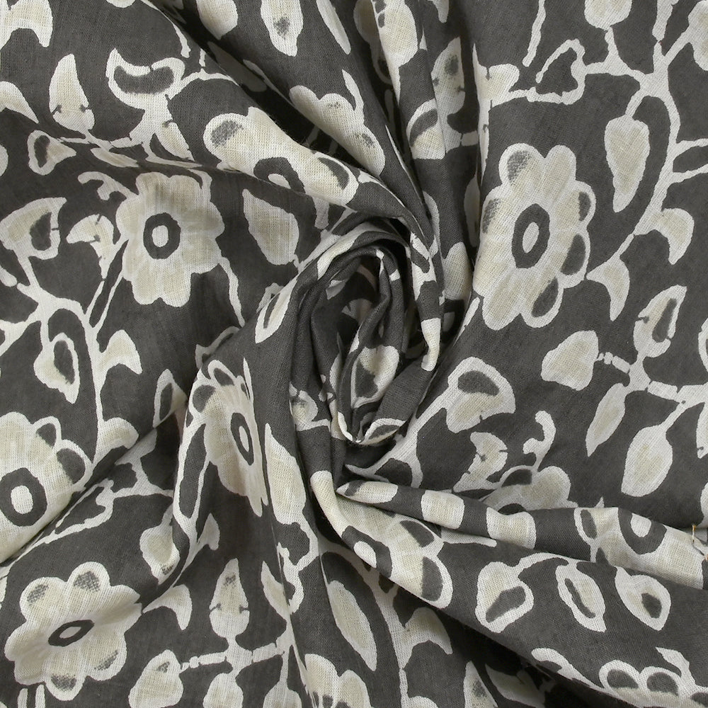 Coton batik imprimé Agra fond gris - Image 2