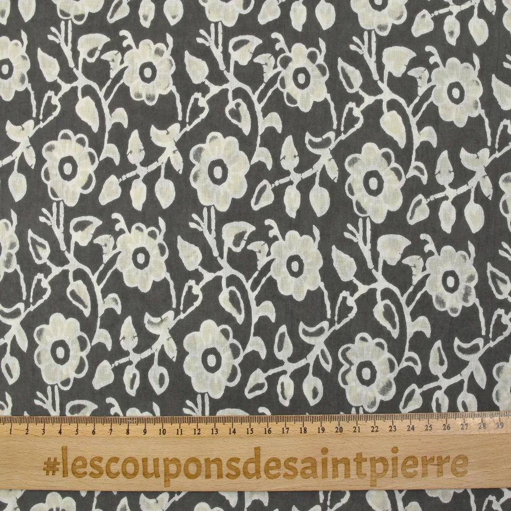 Coton batik imprimé Agra fond gris - Image 3