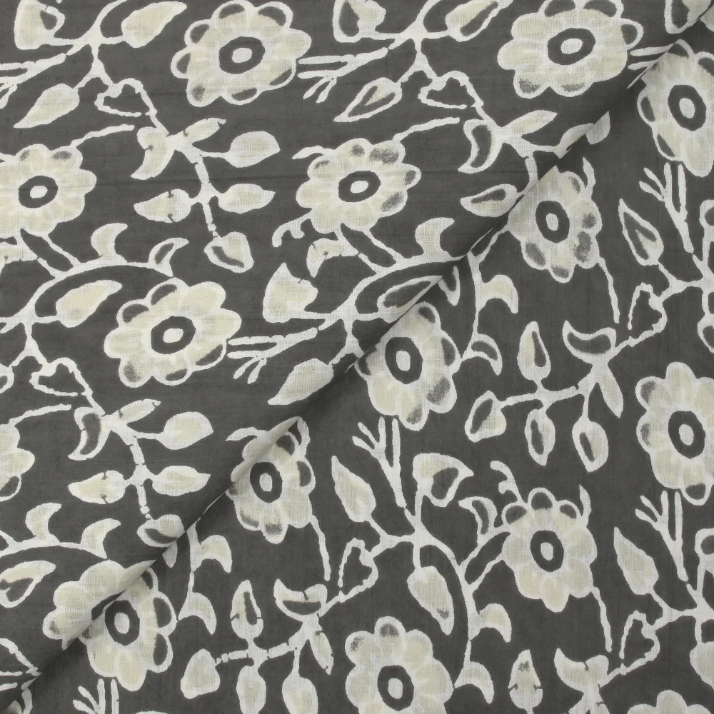 Coton batik imprimé Agra fond gris - Image 4