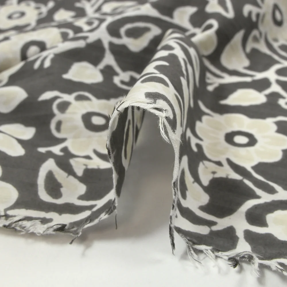 Coton batik imprimé Agra fond gris - Image 6