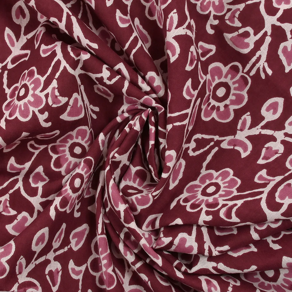 Coton batik imprimé Agra fond lie de vin - Image 2