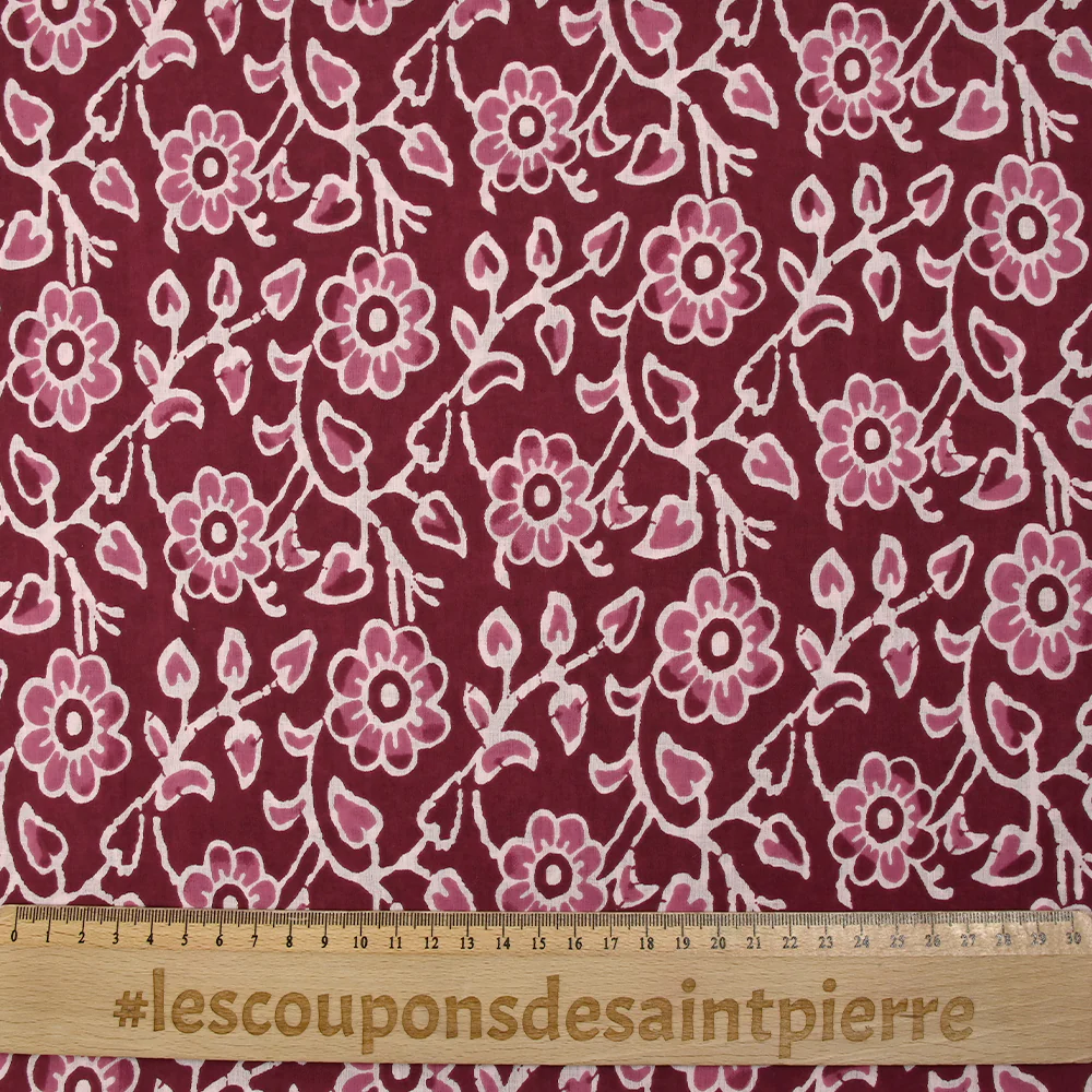 Coton batik imprimé Agra fond lie de vin - Image 3