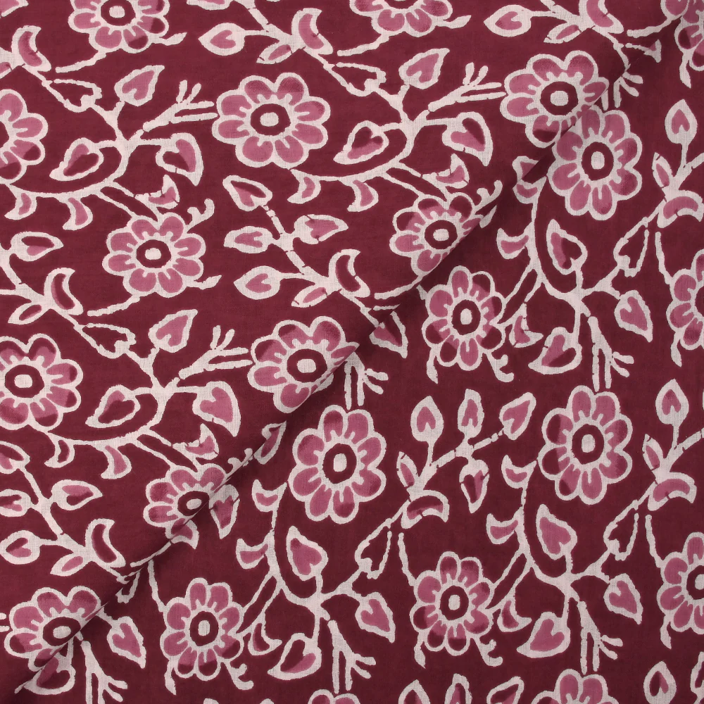 Coton batik imprimé Agra fond lie de vin - Image 4
