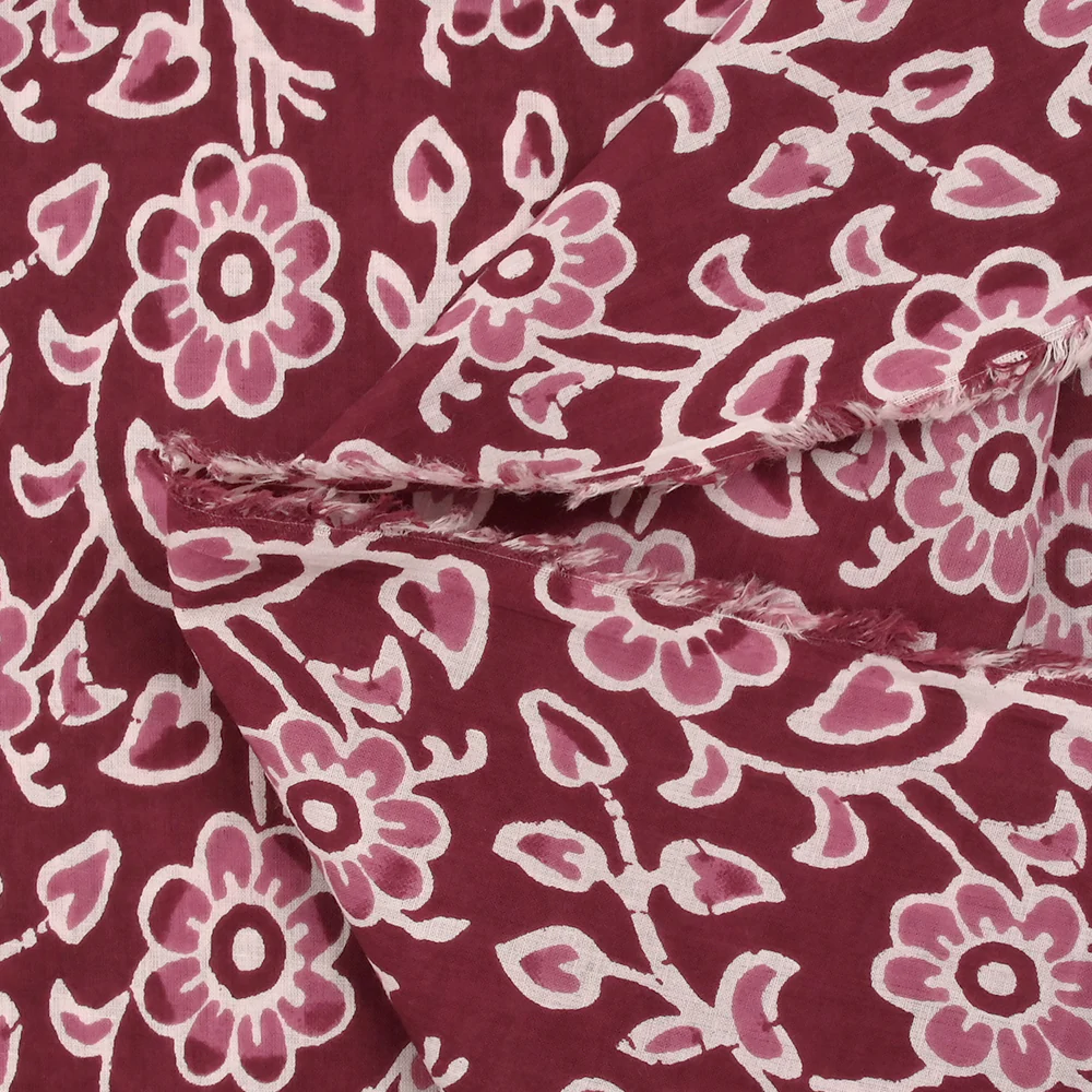 Coton batik imprimé Agra fond lie de vin - Image 5