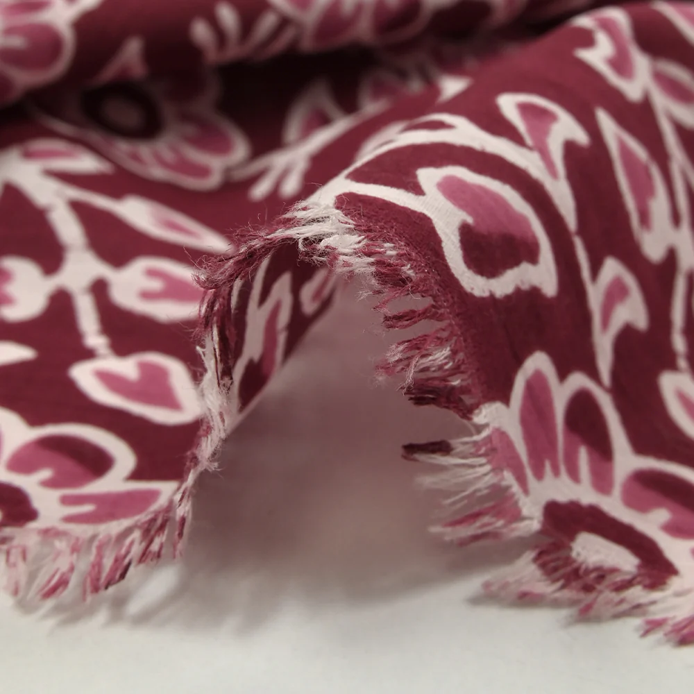 Coton batik imprimé Agra fond lie de vin - Image 6