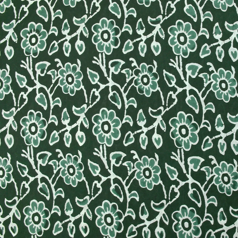 Coton batik imprimé Agra fond vert foncé