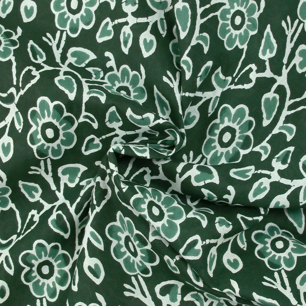 Coton batik imprimé Agra fond vert foncé - Image 2