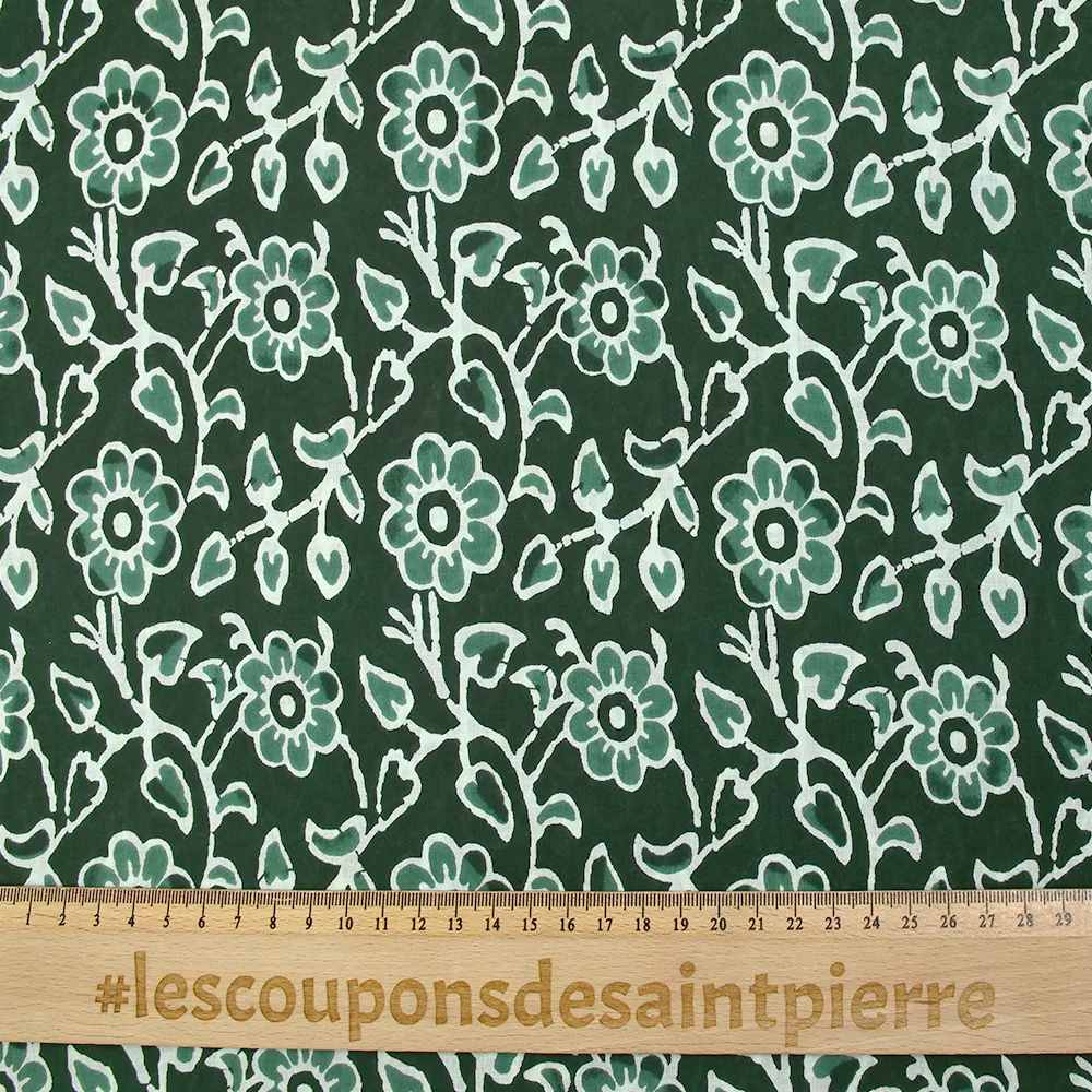 Coton batik imprimé Agra fond vert foncé - Image 3